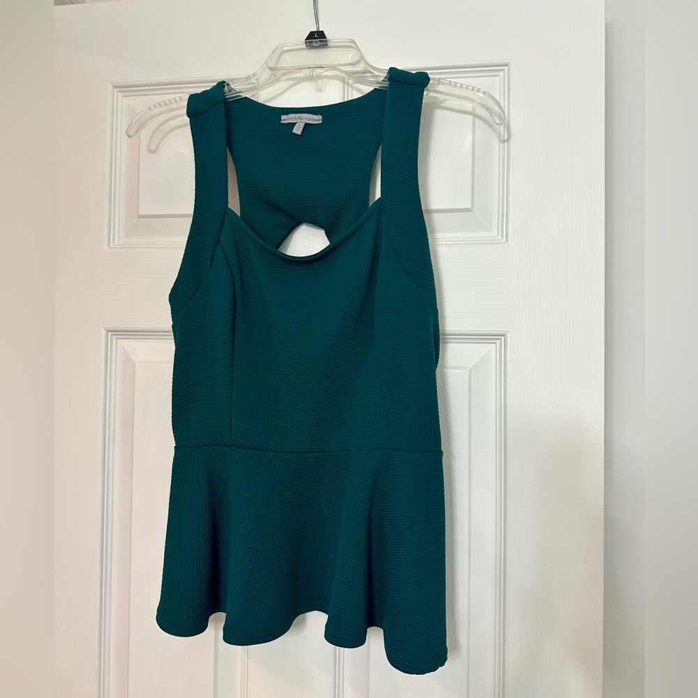 Charlotte Russe Green Sleeveless Peplum Top